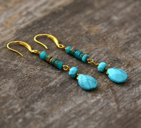 Blue Ocean Earrings - Gold