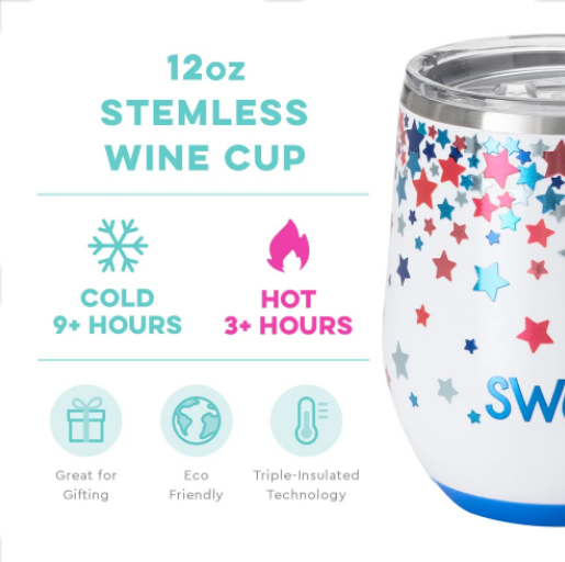 Star Spangled Swig 12 Oz Stemless Wine