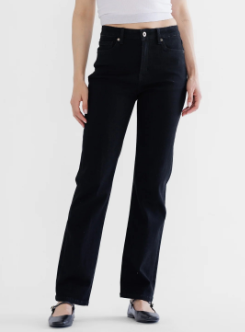 High Rise Straight Leg Black Jeans