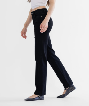 High Rise Straight Leg Black Jeans