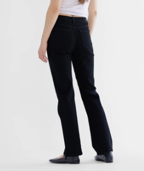 High Rise Straight Leg Black Jeans