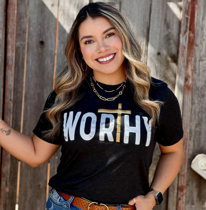 FINAL SALE Worthy With Cross Tee