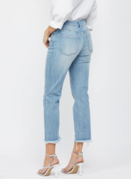 Mica Denim Mid Rise Cigarette Crop - Powder Blue