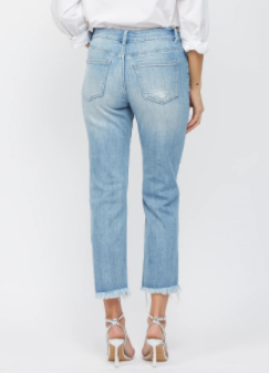 Mica Denim Mid Rise Cigarette Crop - Powder Blue