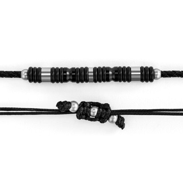 Men's Leather Cord Bracelet - Black