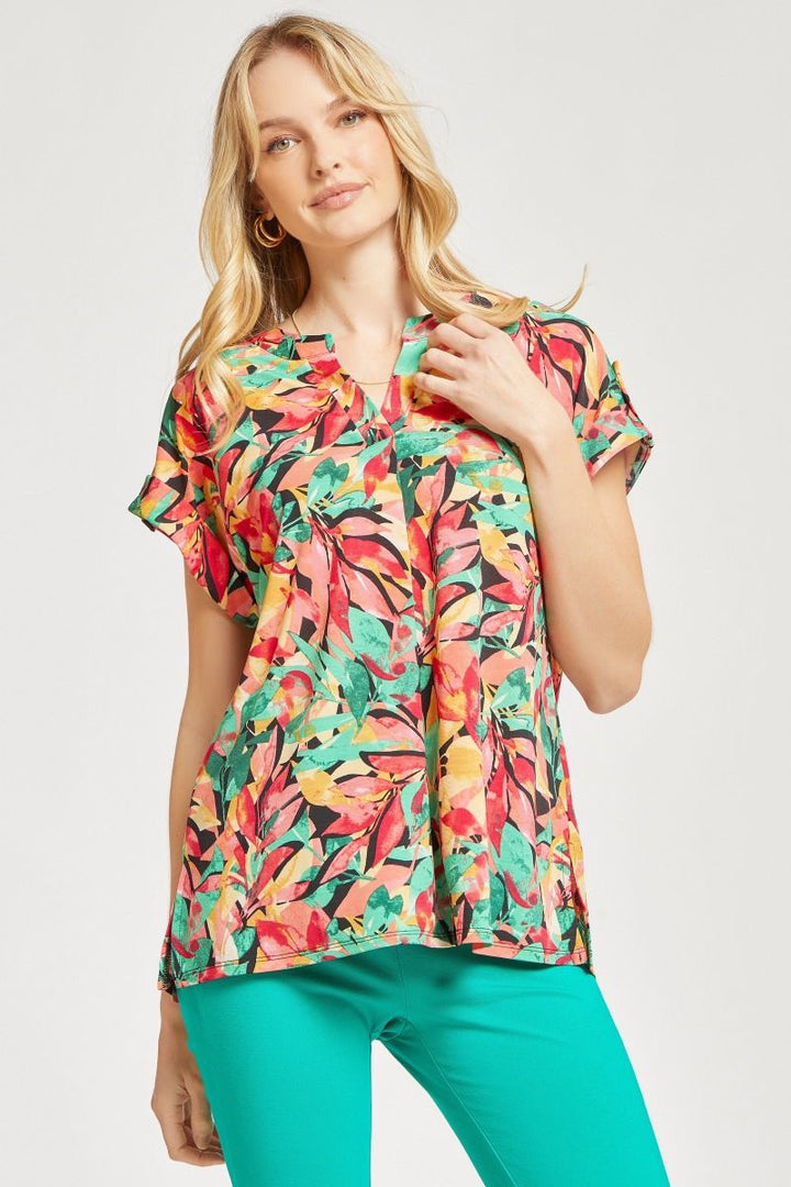 Lizzy Top Short Sleeve - Palm Leaves