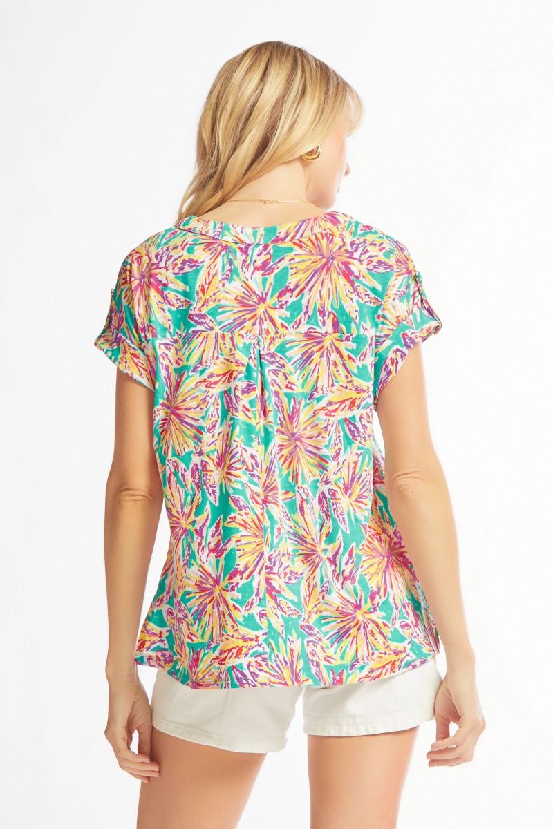 FINAL SALE Lizzy Top Short Sleeve- Fireworks