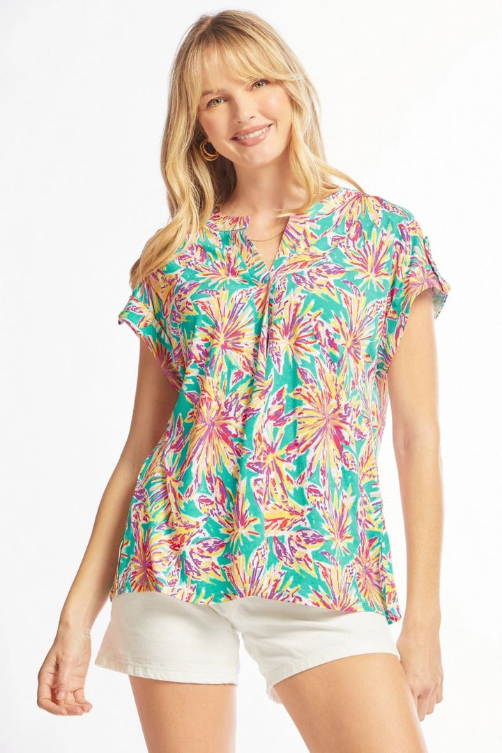 FINAL SALE Lizzy Top Short Sleeve- Fireworks