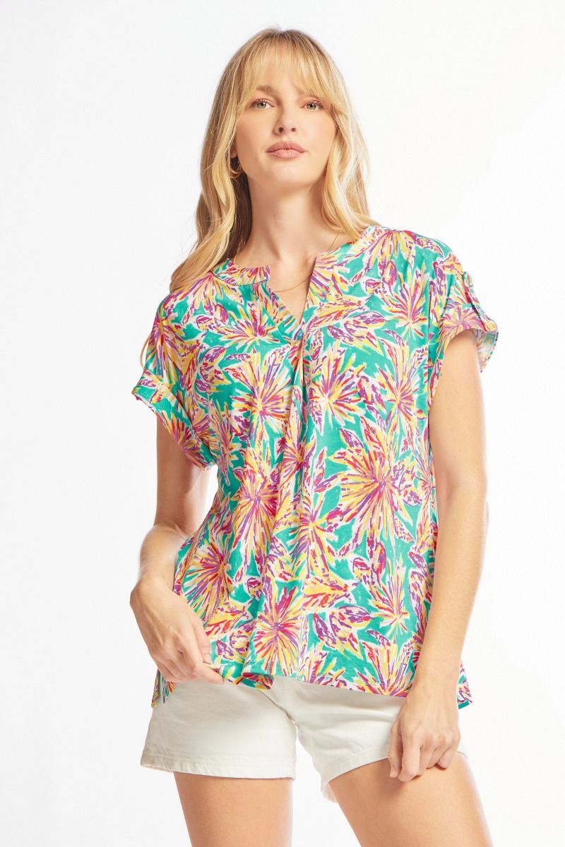 FINAL SALE Lizzy Top Short Sleeve- Fireworks