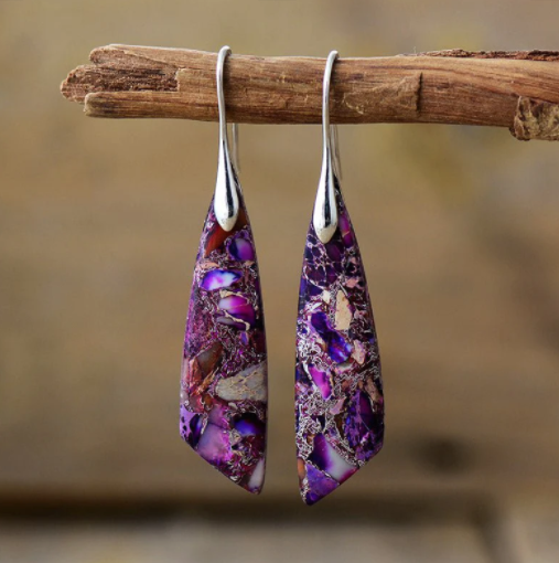 Purple Jasper Hook Earrings