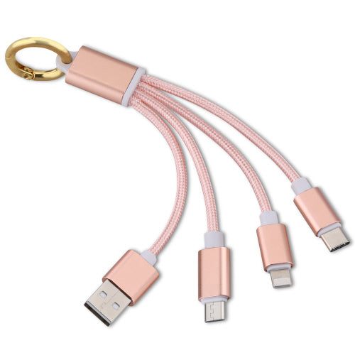 3-in-1 Charging Cable Keychain - Rose Gold