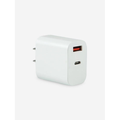 Dual Port Wall Charger - White - USB A & USB C