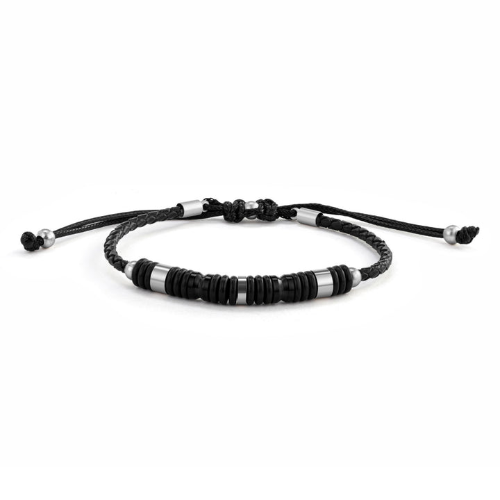 Men's Leather Cord Bracelet - Black